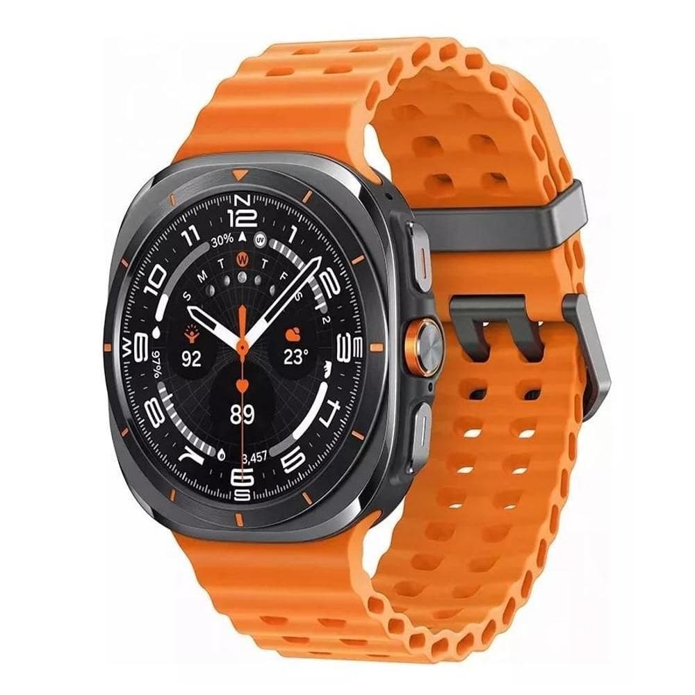 Relogio Smartwatch Watch Ultra W7 Super Amoled 47mm Preto Pulseira Laranja