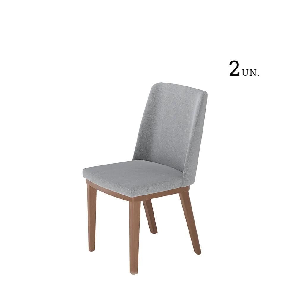 Kit de 2 Cadeiras de Madeira Maciça Estofada Kalina - Natural c/ Stone Carbono