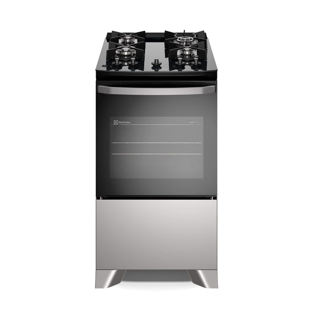 Fogão 4 bocas Electrolux Cinza Efficient Mesa Vidro, Tripla Chama e PerfectCook (FE4GG)