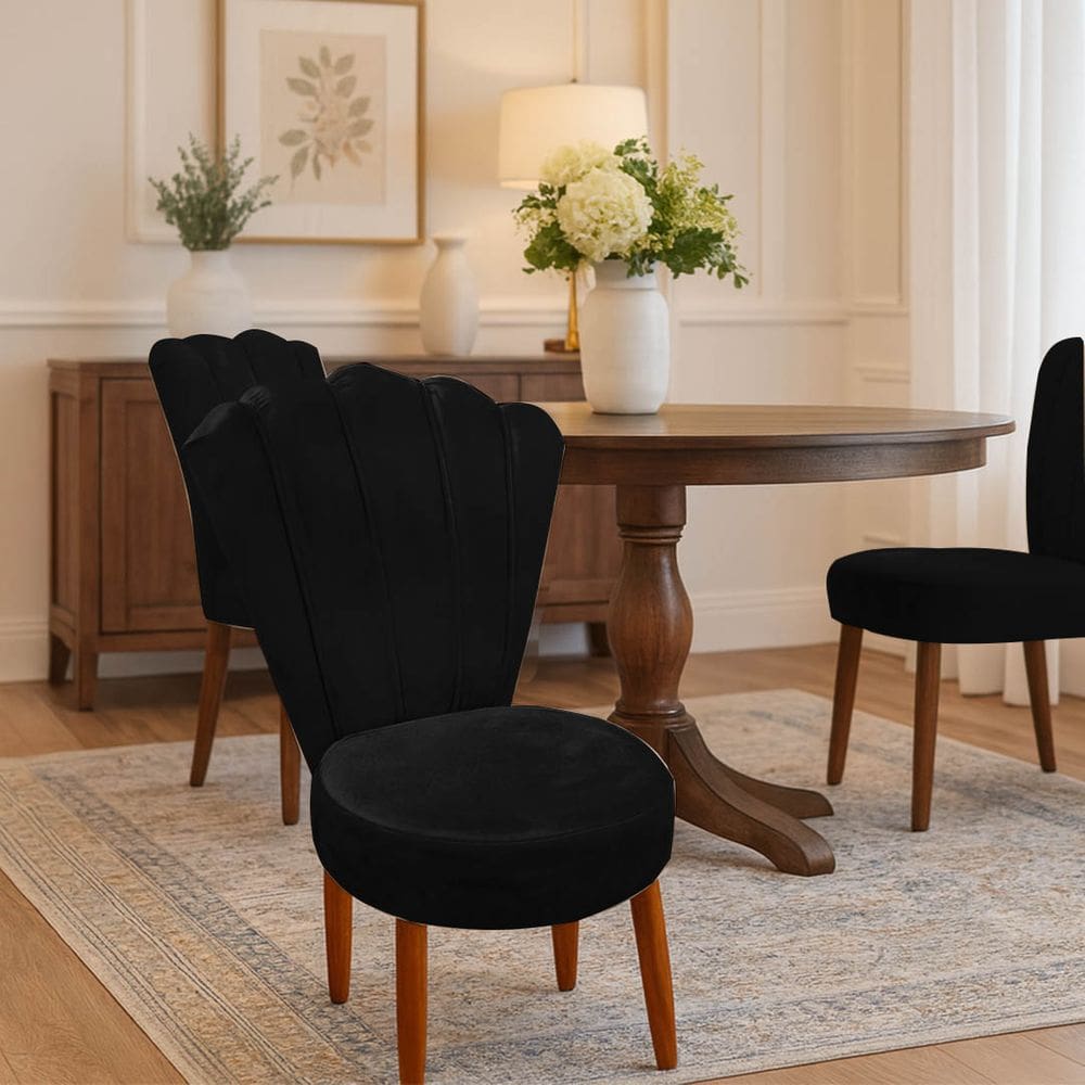 Conjunto 2 Cadeiras Estofadas Sala De Jantar Anna Suede Preto