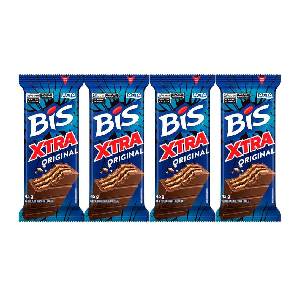 Kit 4 Chocolate Bis Lacta Xtra com 45g