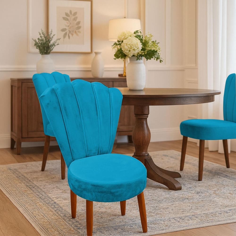 Conjunto 2 Cadeiras Estofadas Sala De Jantar Anna Suede Turquesa