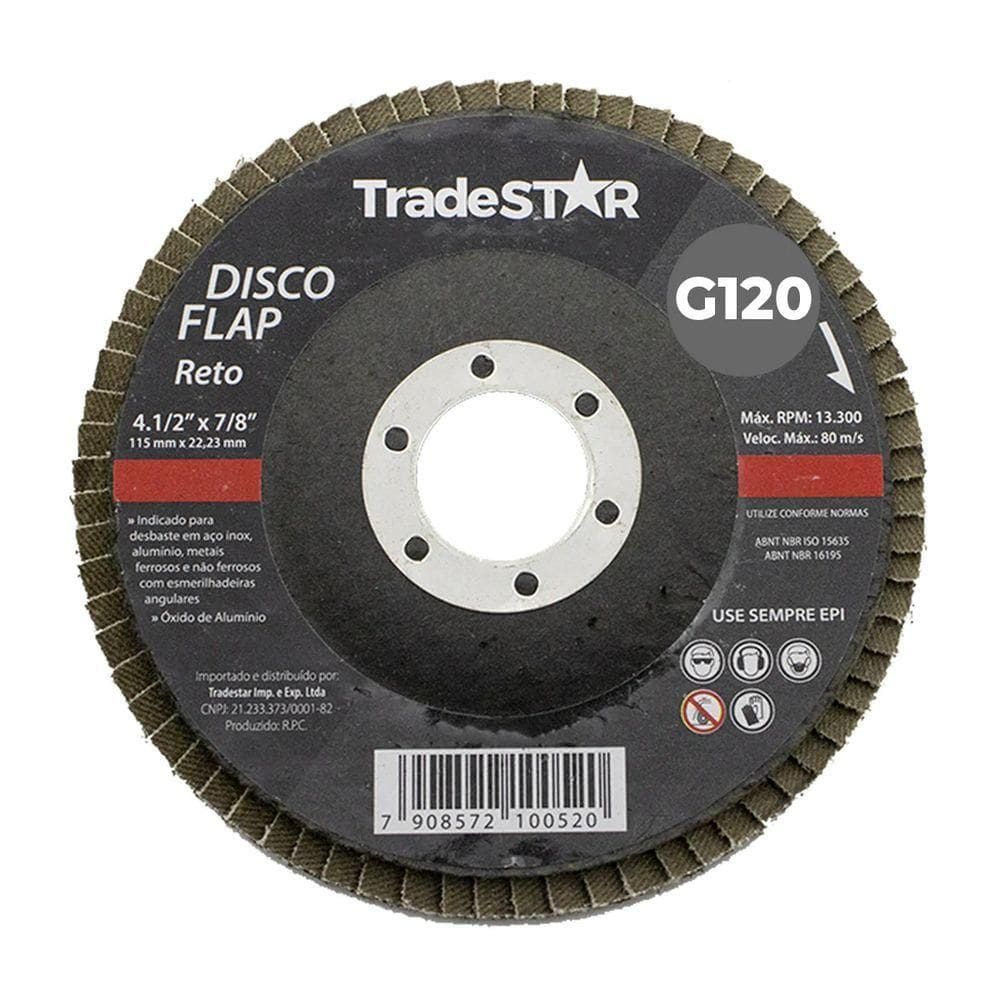 Disco Flap 115 Mm G120 Fibra Reto Aço Tradestar