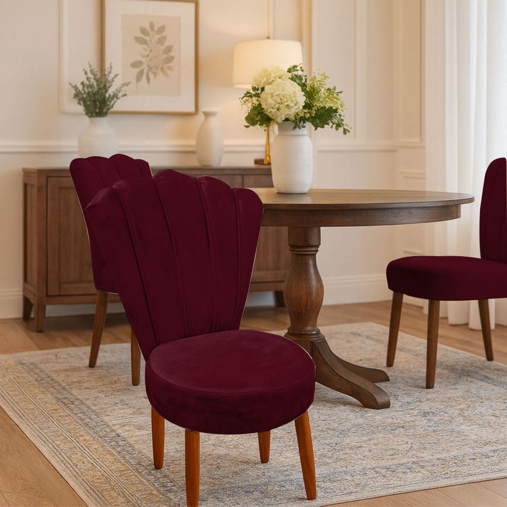 Conjunto 2 Cadeiras Estofadas Sala De Jantar Anna Suede Bordo