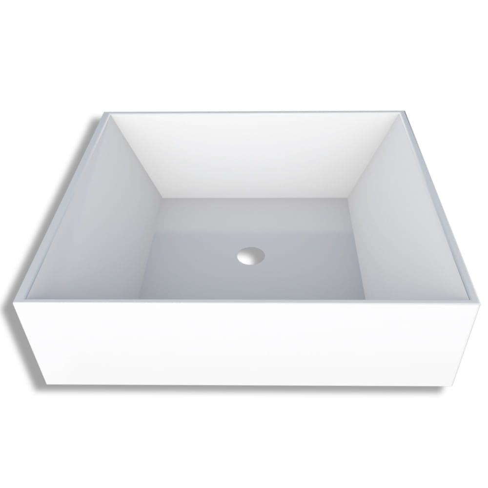 Cuba de Apoio Prisma para Banheiro em Mármore Sintético com Base Branca 40cm - P88835 - COZIMAX