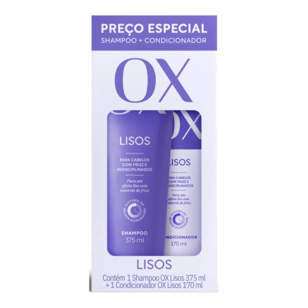 Kit OX Lisos Shampoo 375ml e Condicionador 170ml