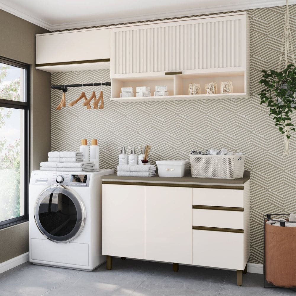 Lavanderia Modulada 05 Portas 02 Gavetas Aurora Off White