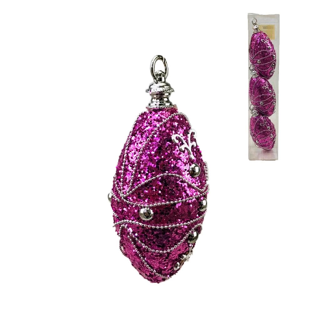 Kit C/3 Bolas para Arvore de Natal Pink Decoração Natalina 8cm RC3792