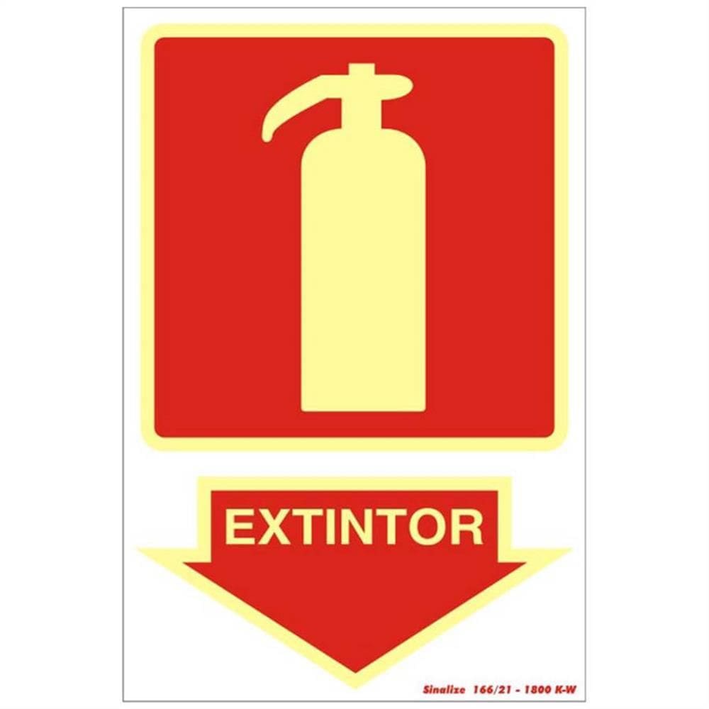 Placa de PVC Fotoluminescente Auto-Adesiva 20x30cm Extintor - 250 BD - SINALIZE