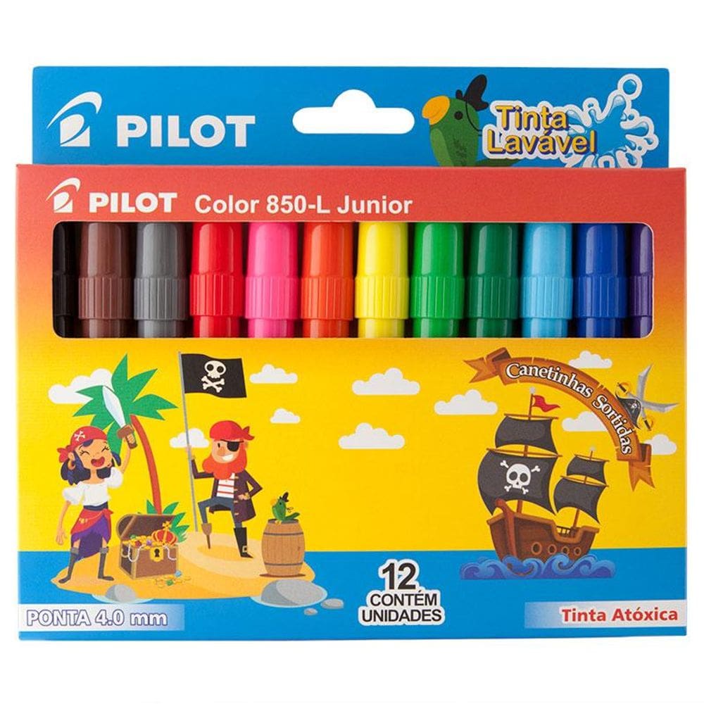 Caneta hidrográfica Color 850 L JR com 12 cores Pilot