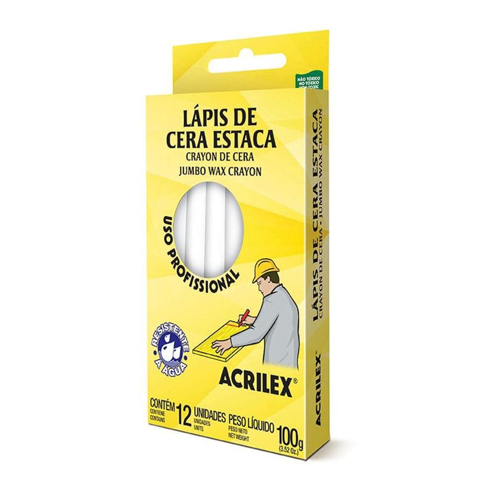 Giz de cera estaca branco 12 unidades Acrilex