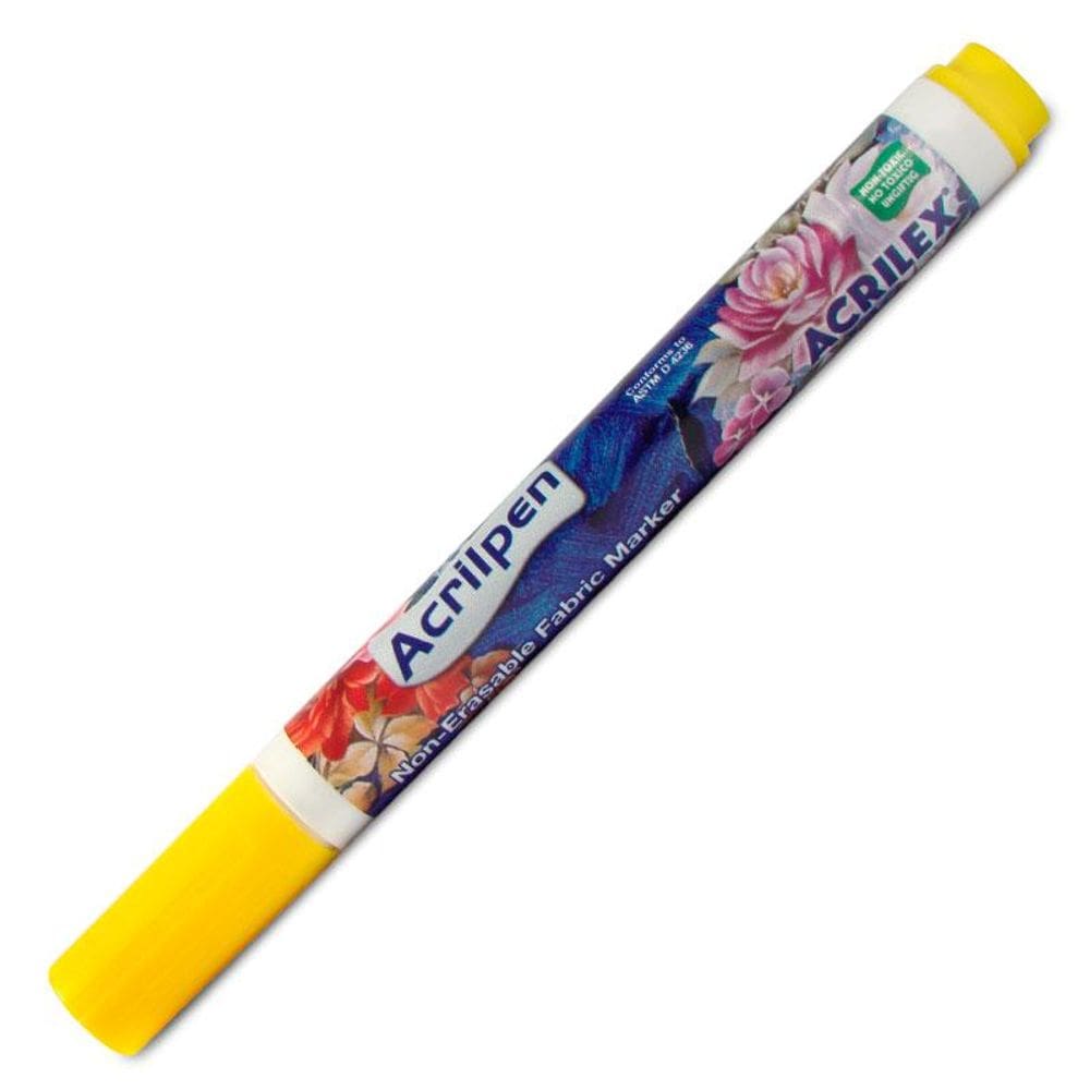 Caneta p/ tecido Acrilpen amarelo 505 Acrilex