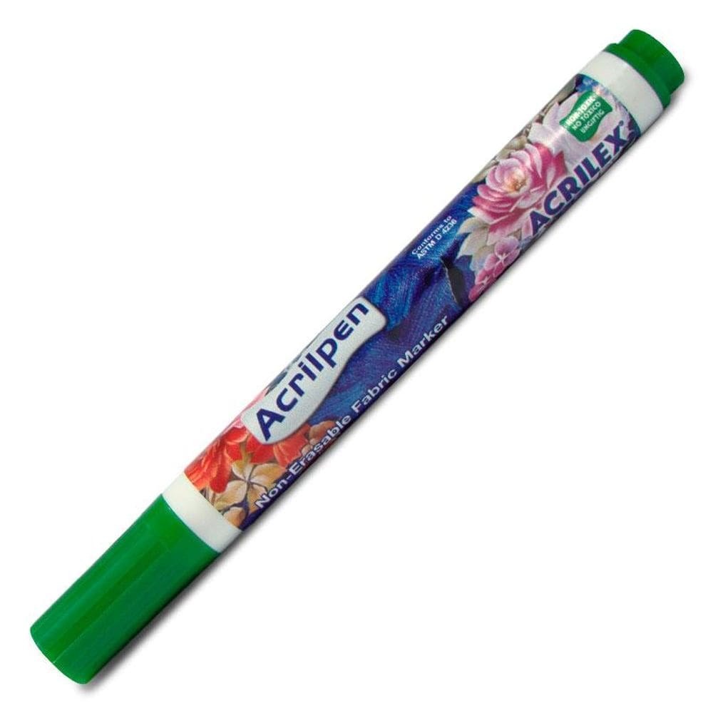 Caneta p/ tecido Acrilpen verde musgo 513 Acrilex