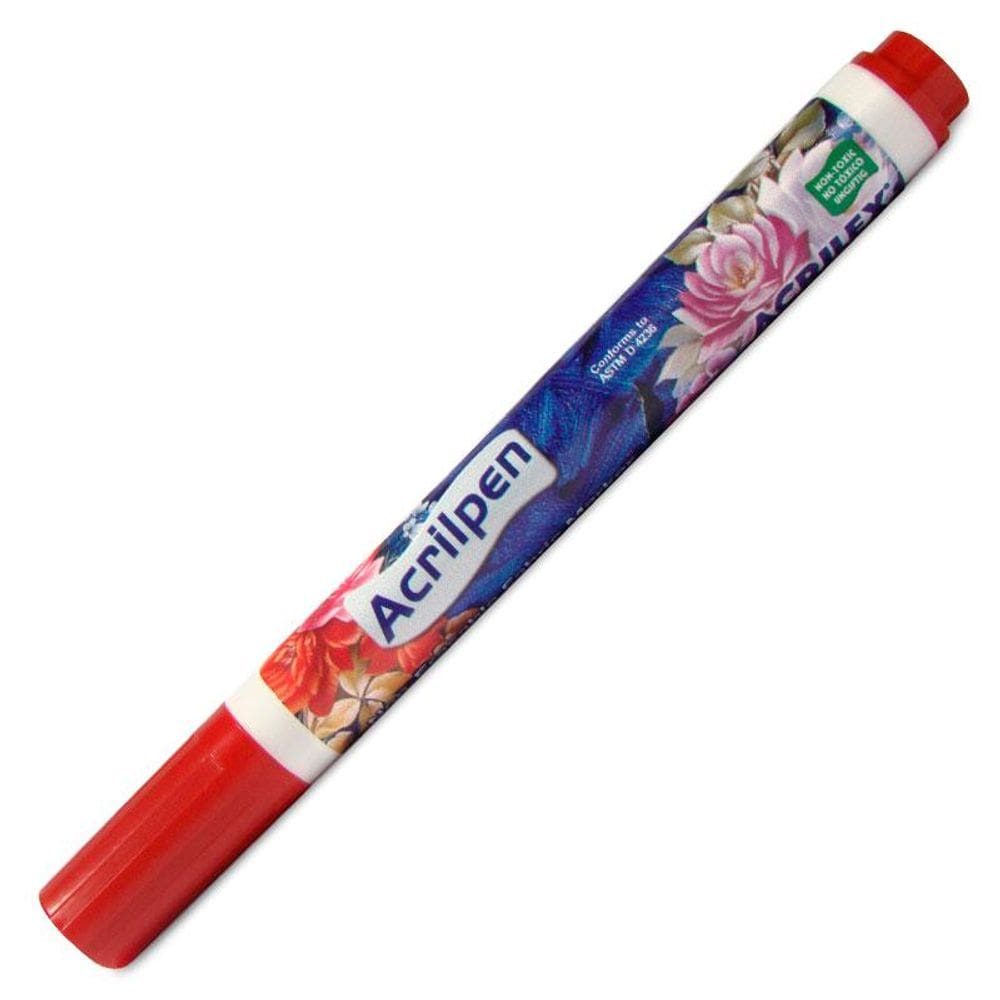 Caneta p/ tecido Acrilpen vermelha 507 Acrilex