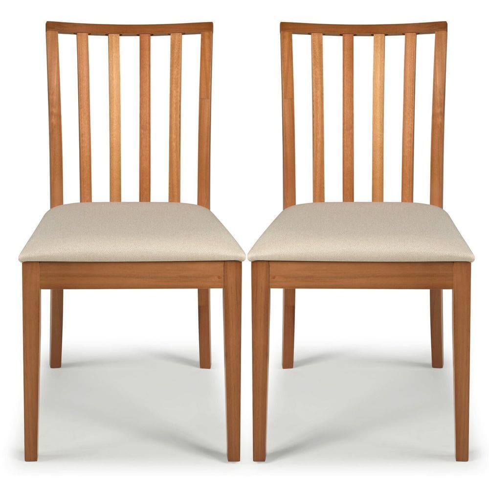 Kit 2 Cadeiras Sala de Jantar com Encosto Ripado Libia Castanho/Bege
