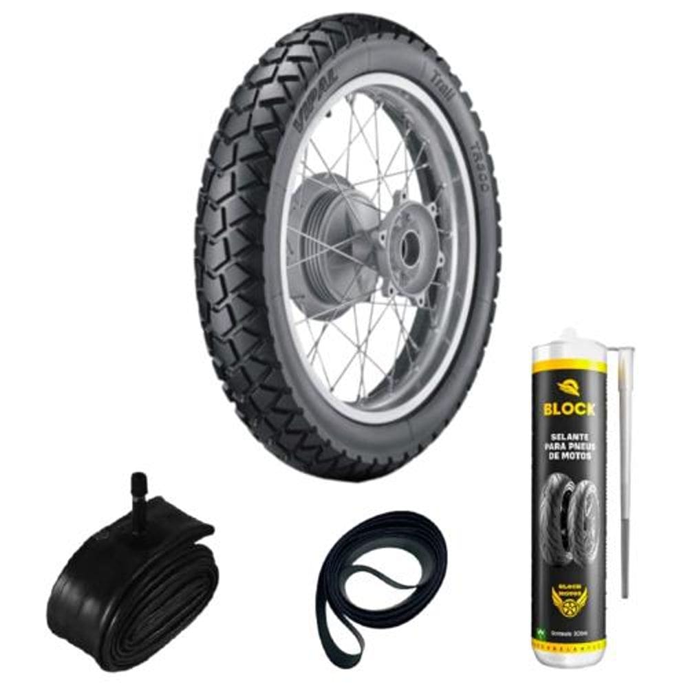 Kit Pneu Tenere 250 140/80-18 70s Tr300 Vipal + Câmara + Cinta + Selante
