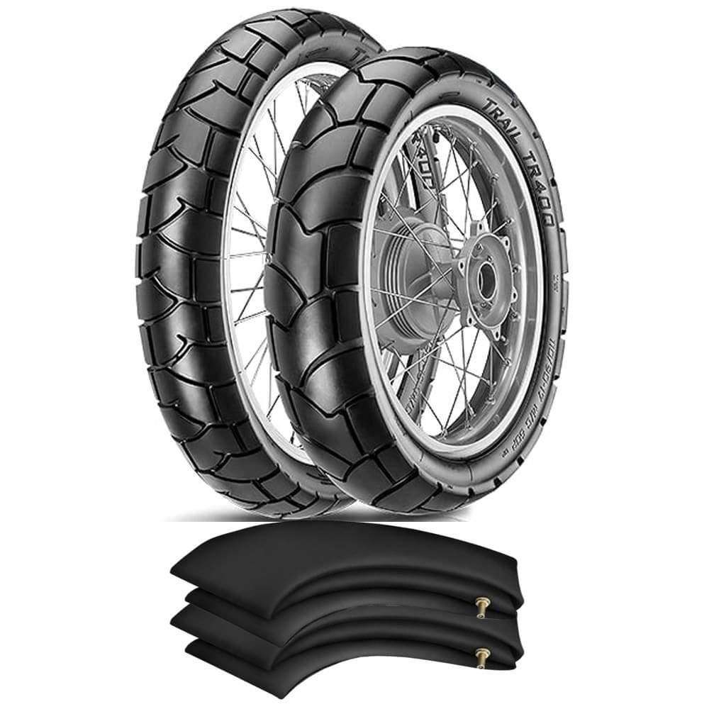 Kit Pneu Xtz 250 Lander Xt 600 120/80-18 + 90/90-21 Tr400 Vipal + Camaras