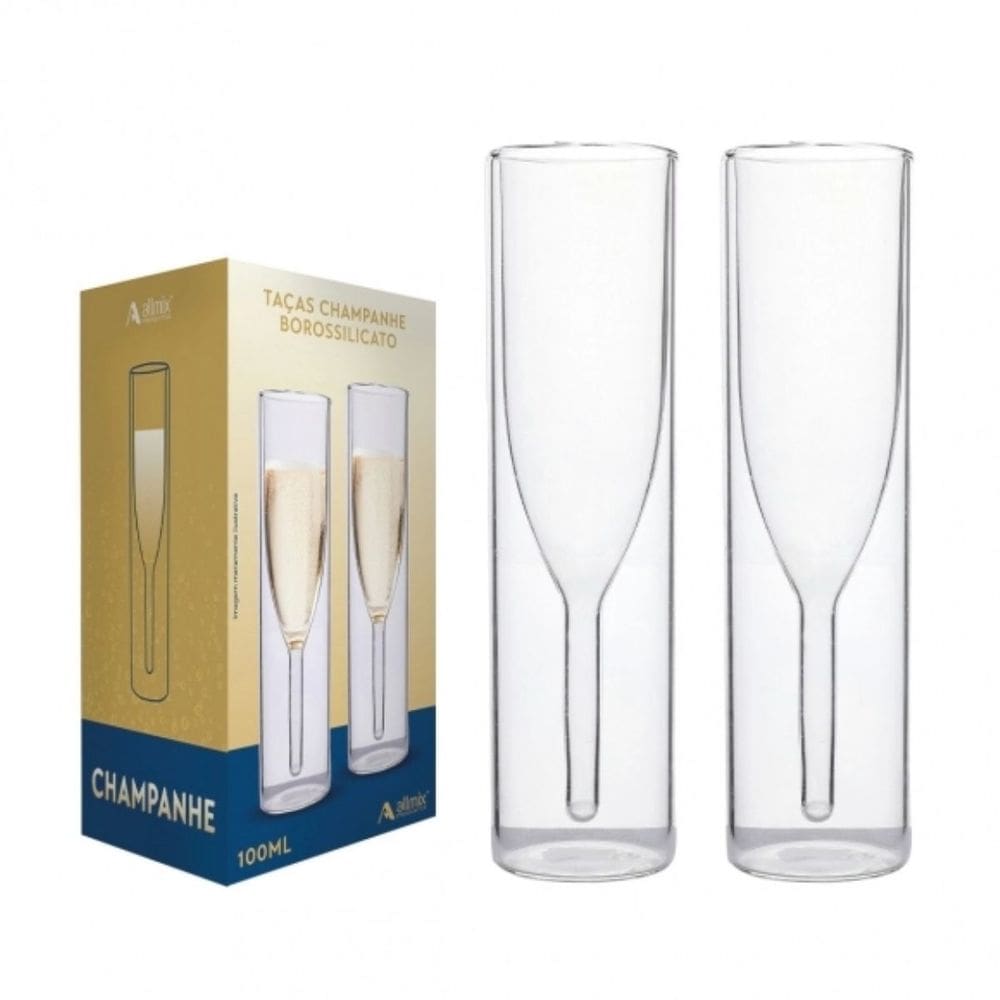 Copo Taça Champanhe Espumantes Vidro Borossilicato Design Delicado 100ml Nadir