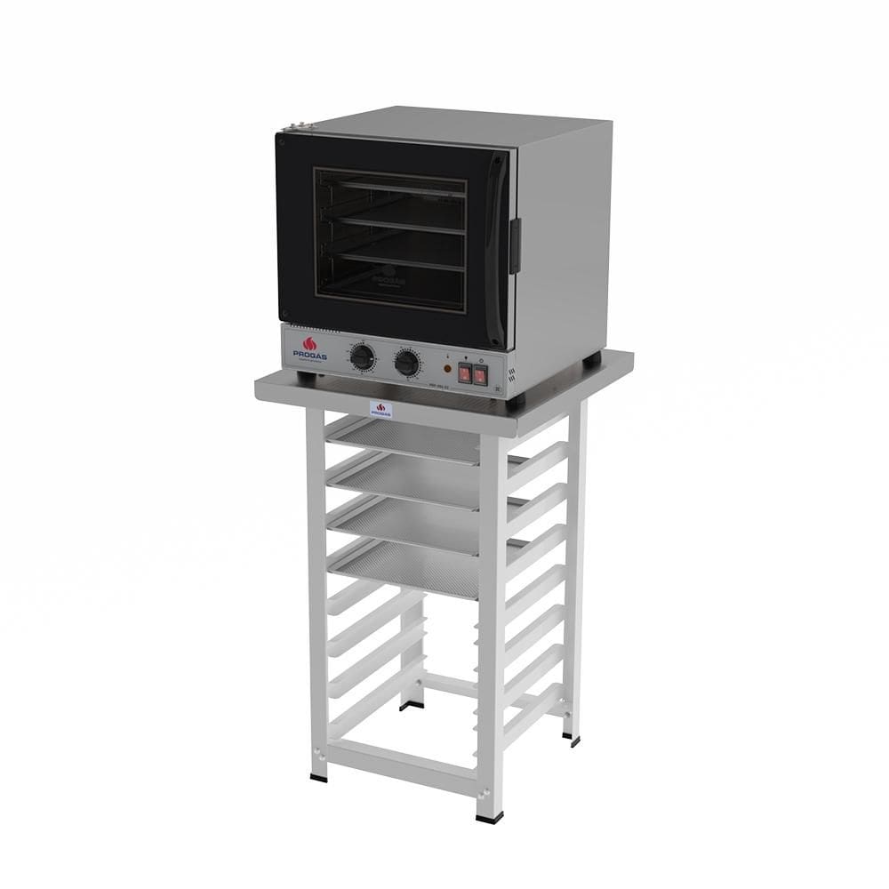 Forno Turbo Prp-004 g2 220v Preto + Bancada Mes-004 Progás + 4 Assadeiras Cimapi
