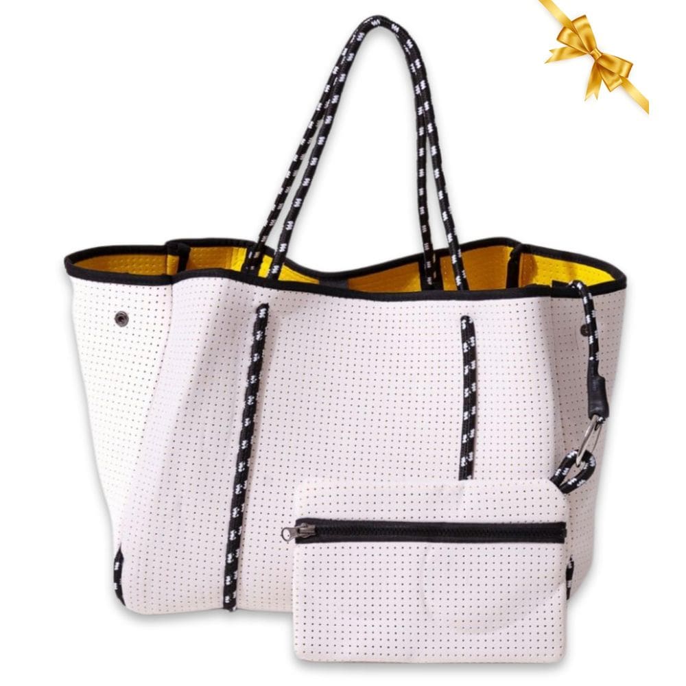 Sacola POUPS grande de neoprene para mulheres branca e amarela