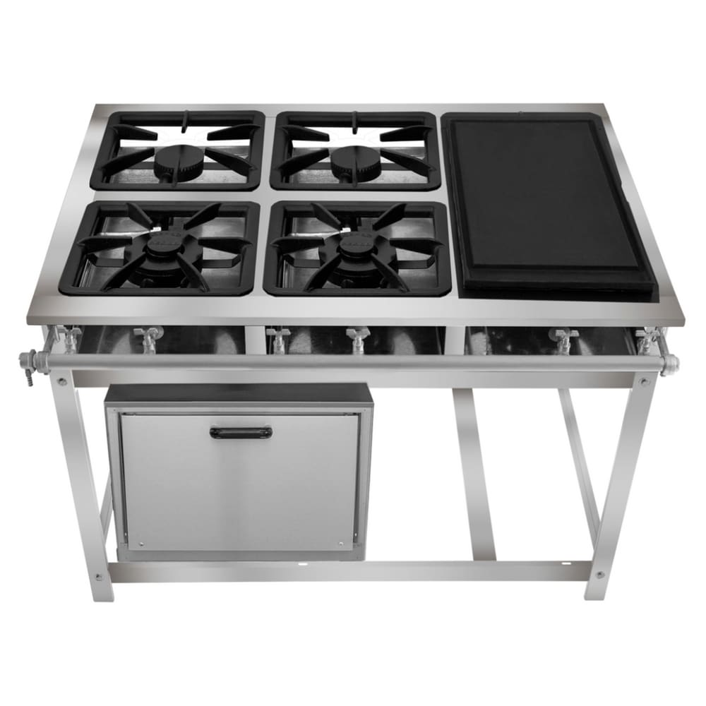 Fogão Industrial 4 Bocas com Chapa P7 em Aço Inox Leona