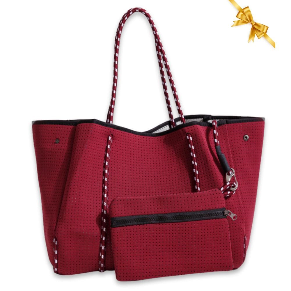 Sacola POUPS grande de neoprene para mulheres cor bordô