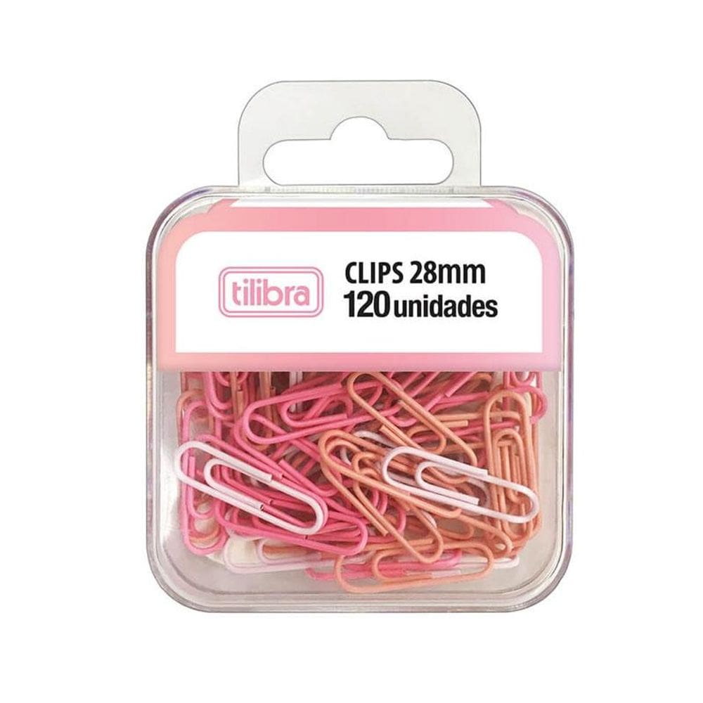 Clips Rosa pastel 28mm com 120 unidades 315770 Tilibra