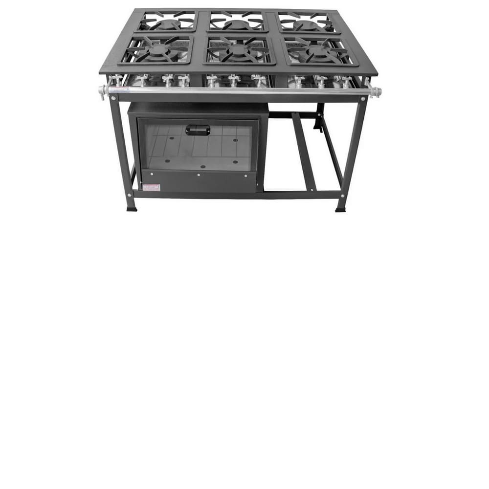 Fogão Industrial 6 Bocas 30x30 P5 com Forno Leona