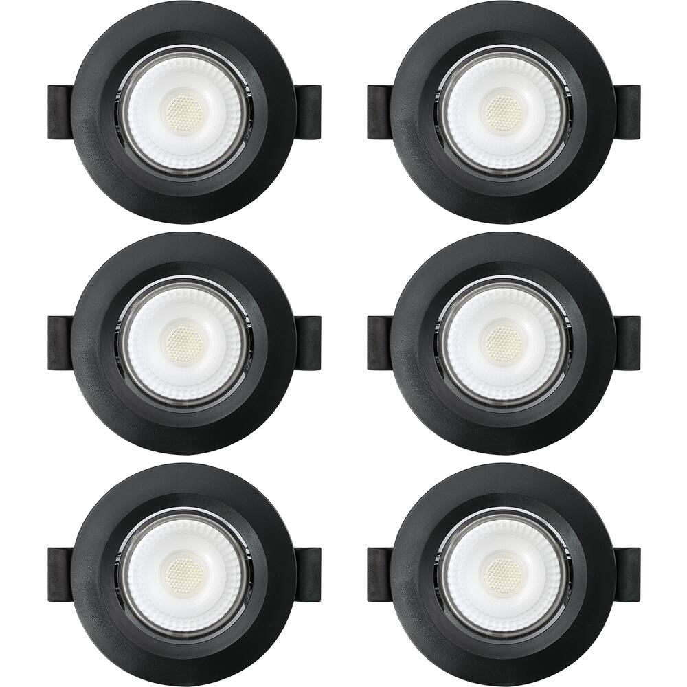 Kit 6 Spot de Led Embutir Slim PAR20 Redondo 8W Preto Bivolt 6500K Frio