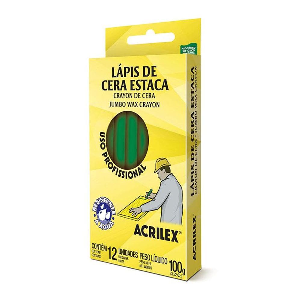 Giz de cera estaca verde 12 unidades Acrilex