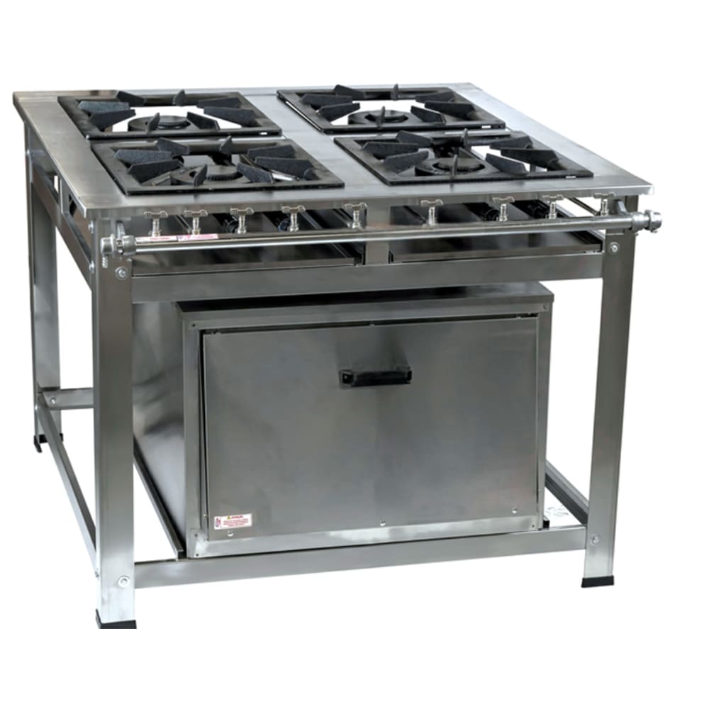 Fogão Industrial 4 Bocas QD p8 em Aço Inox com Forno Leona