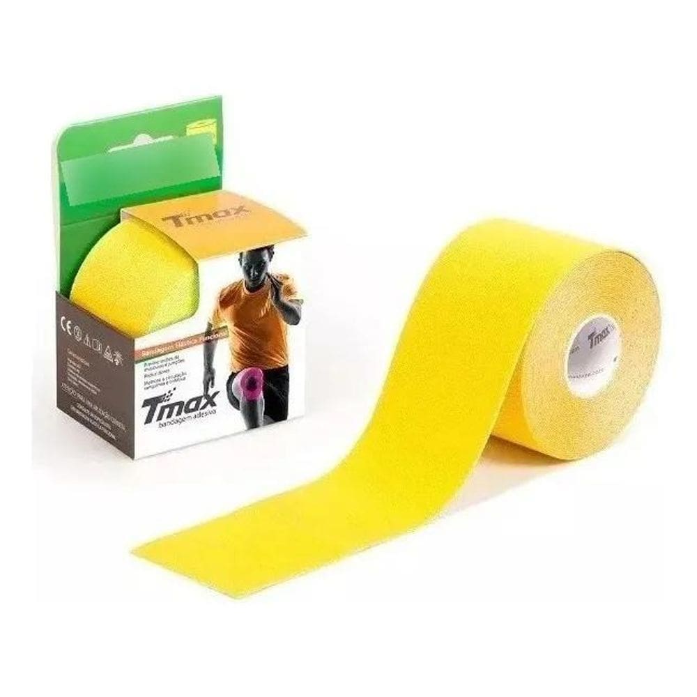 3X Bandagem Elástica Funcional Adesiva Tmax Cor Amarelo