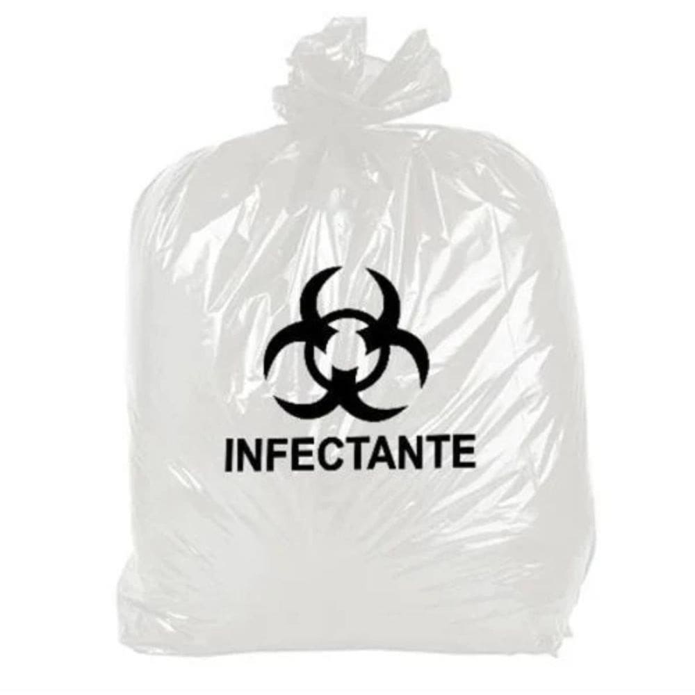 Saco Lixo Hospitalar Branco Leitoso 50 Litros C/100 Unidade