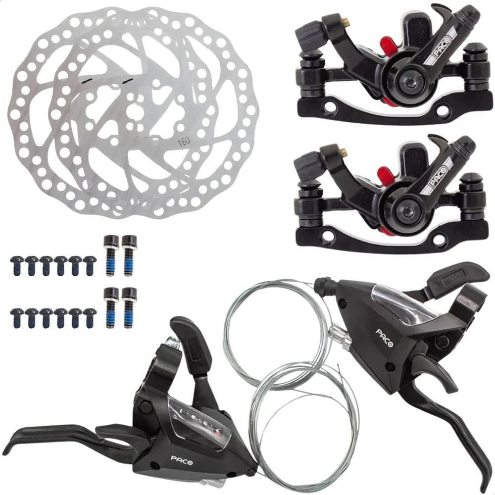 3X Kit Freio Disco + Alavanca Passador Rapidfire Bike Aro 26