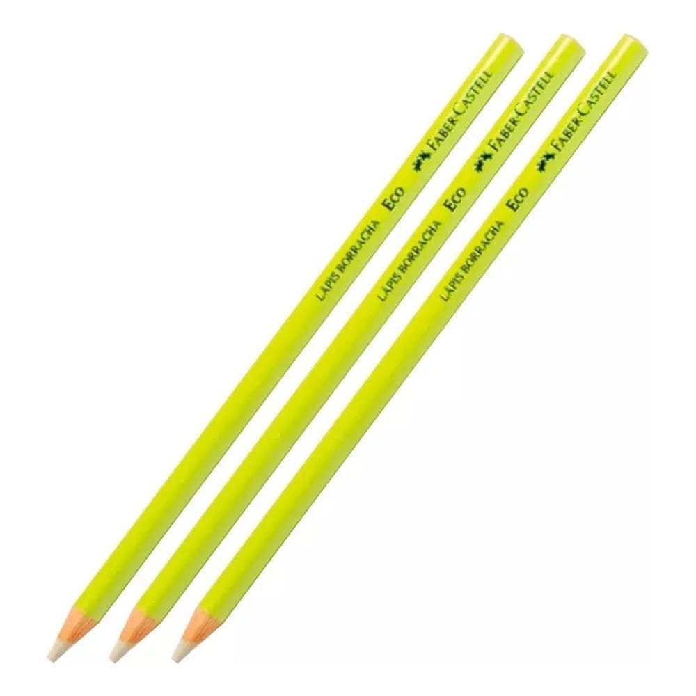 3X Lápis Borracha Faber Castell Kit Com 3 Unidades