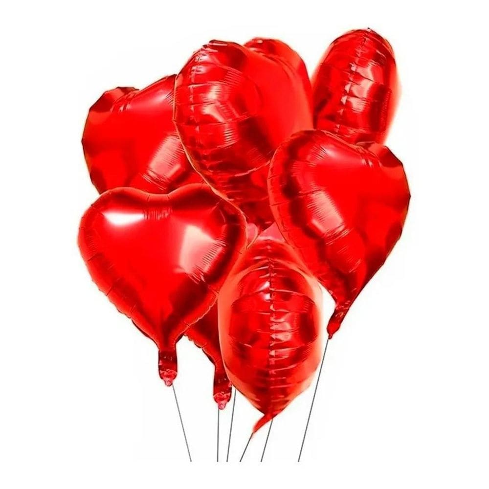 3X 25 Balão Metalizado Coração - 45 Cm C/Lacre Decoração Fes
