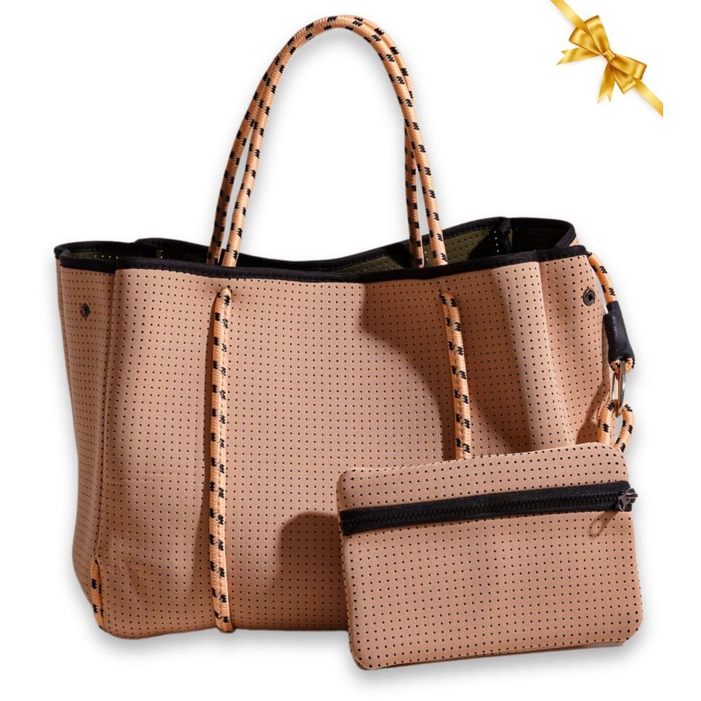 Sacola POUPS grande de neoprene para mulheres de cor bronzeada