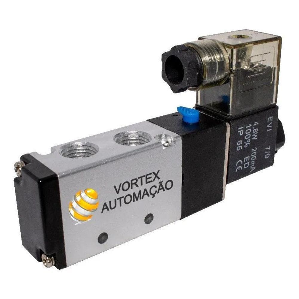 3X Válvula Pneumática Solenoide 5/2 Vias Retorno Mola 1/4 12