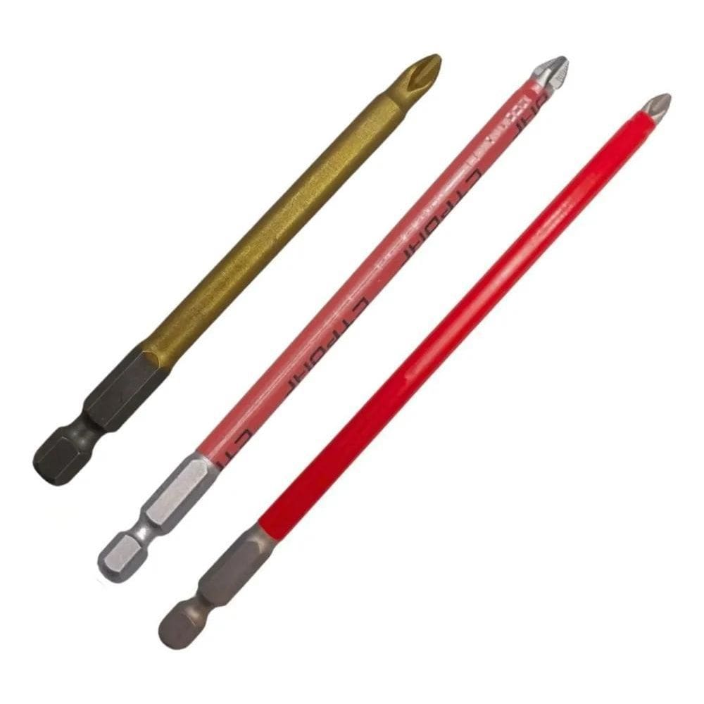 3X Kit 3 Ponta Bits Ph2 90 127 150Mm Phillips Parafusadeira