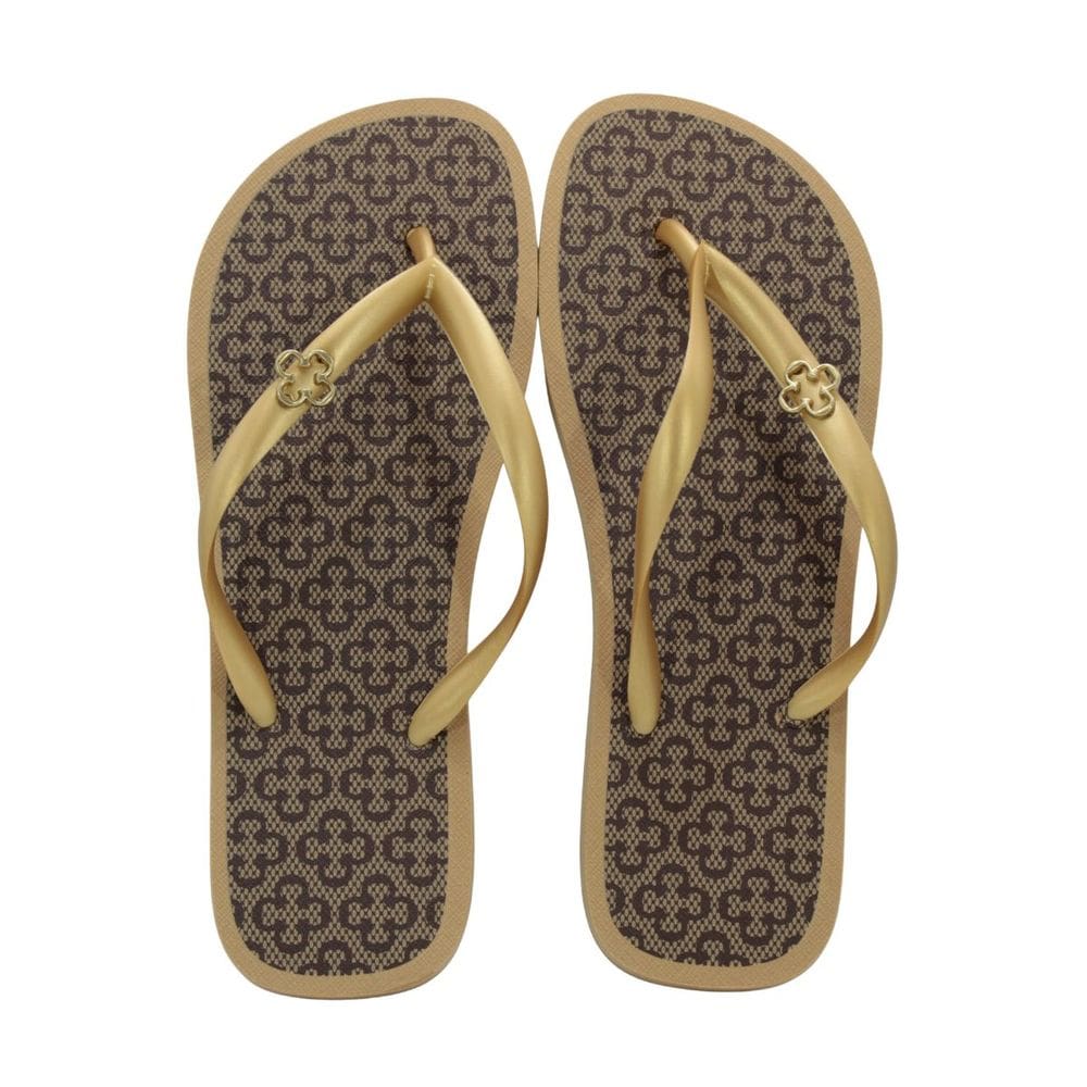 Chinelo Capodarte 4016738 Ouro/Monograma Bege