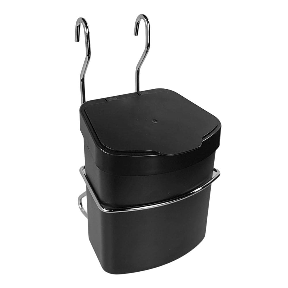 Lixeira Preta 2,5L Com Suporte Cromado Para Barra Parede Cozinha - 2409PT Future