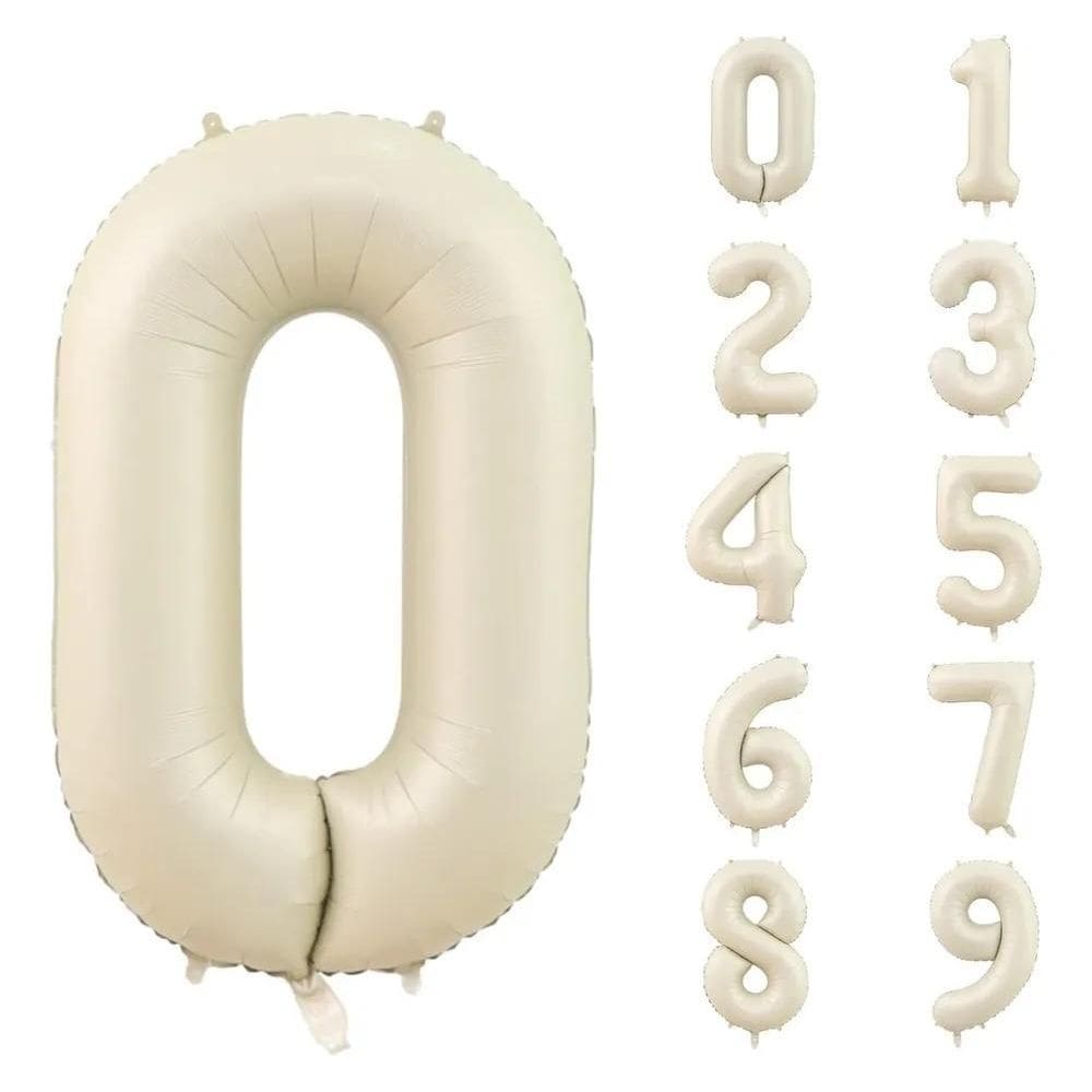 3X Balao Numero Bege Champagne Metalizado 75Cm