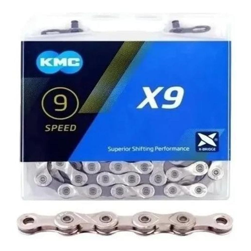 3X Corrente Bike Transmissão Kmc X9 9 Velocidades 116L Prata
