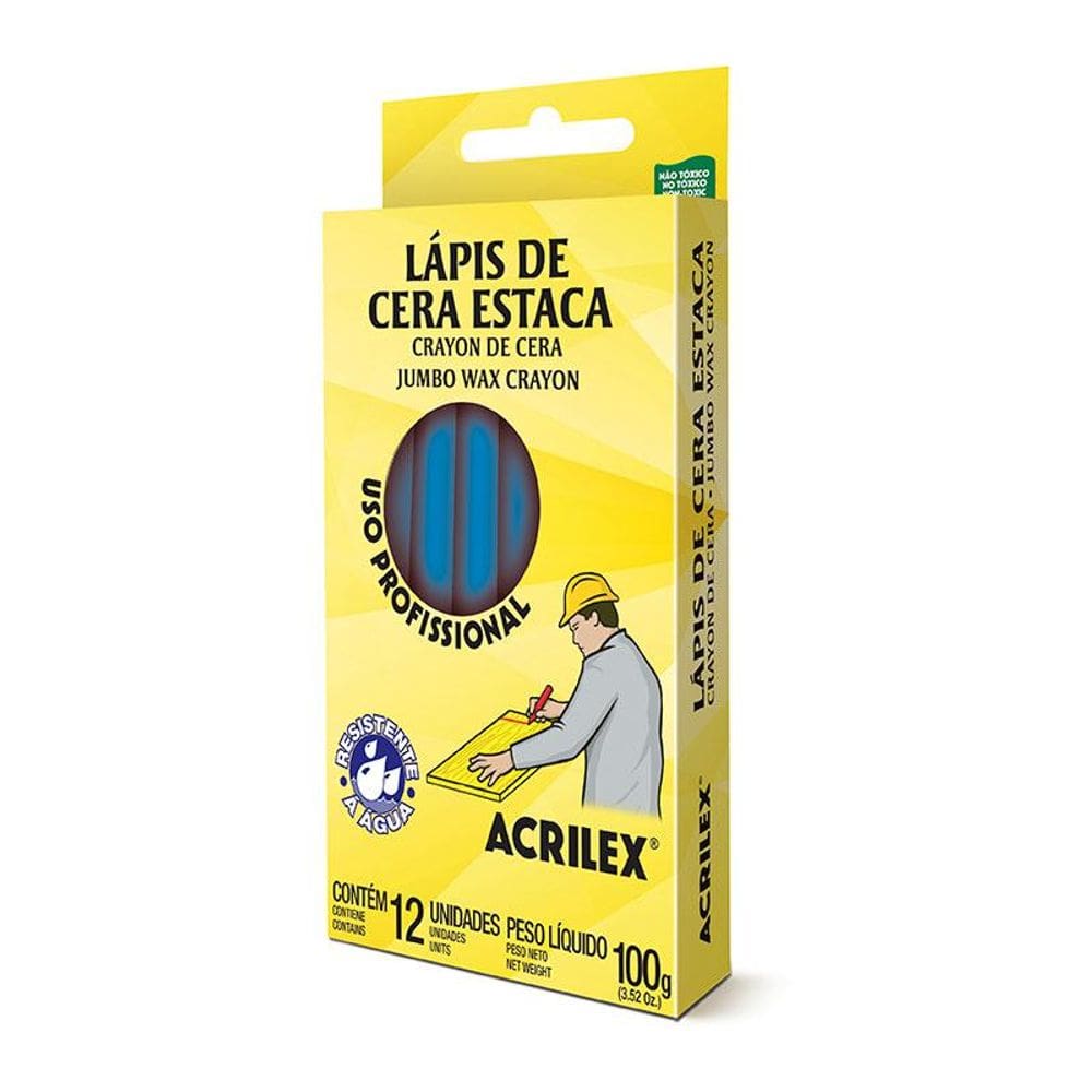 Giz de cera estaca azul 12 unidades Acrilex