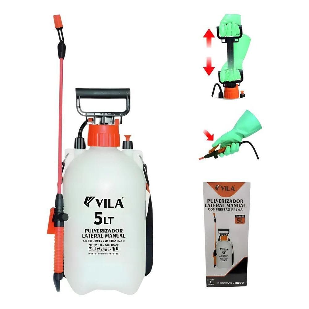 3X Pulverizador Borrifador Lateral Manual 5L Vila