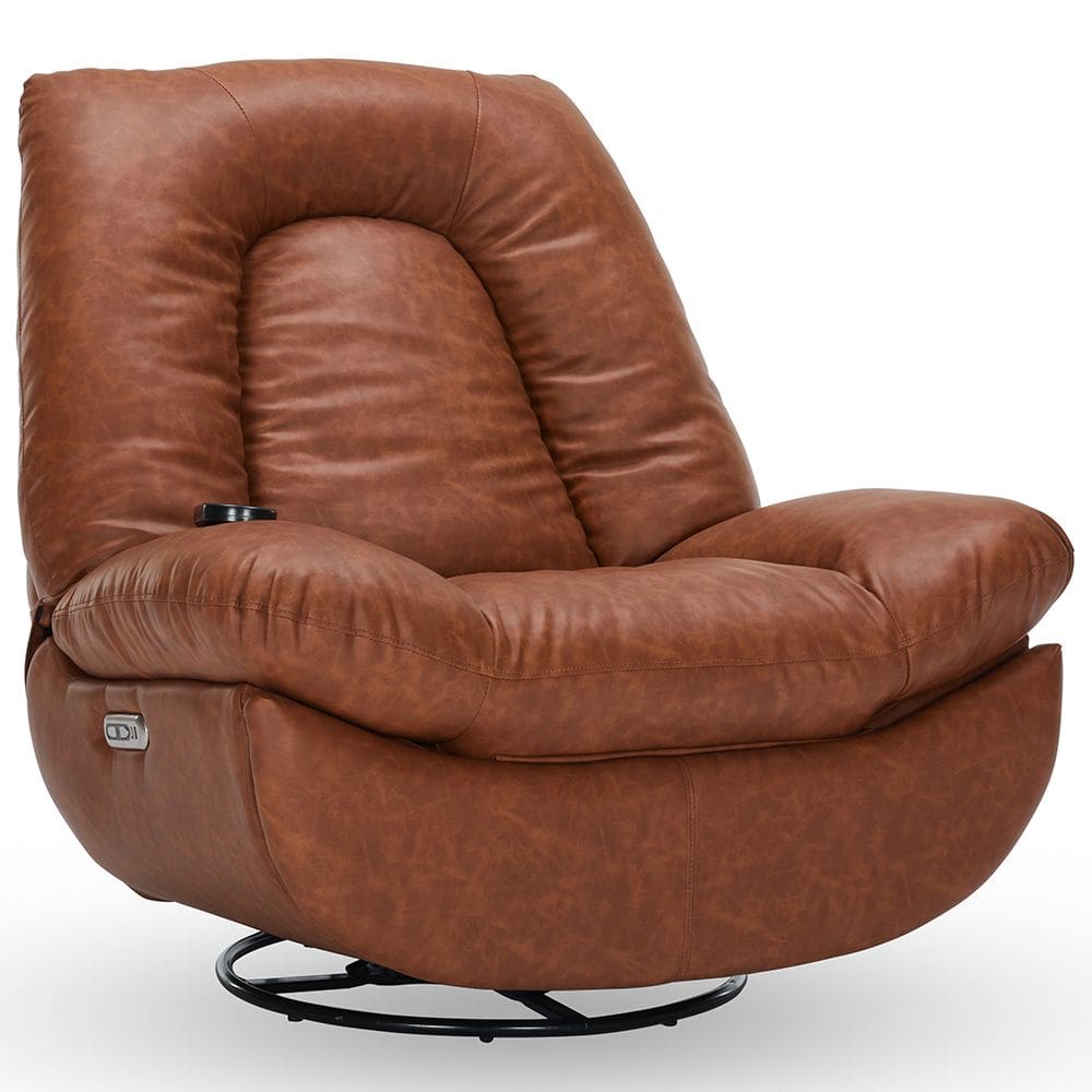 Poltrona Reclinável Elétrica com Massagem e Aquecimento Salvana L07 Couríssimo Marrom - Lyam Decor