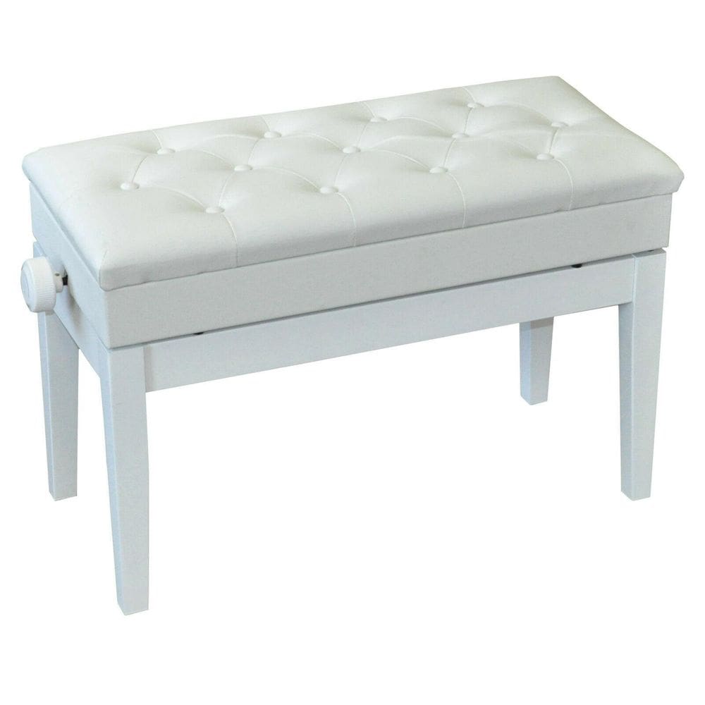 Banqueta Para Piano,Assento 2 Pessoas,Baú,Reg Alt,Branco