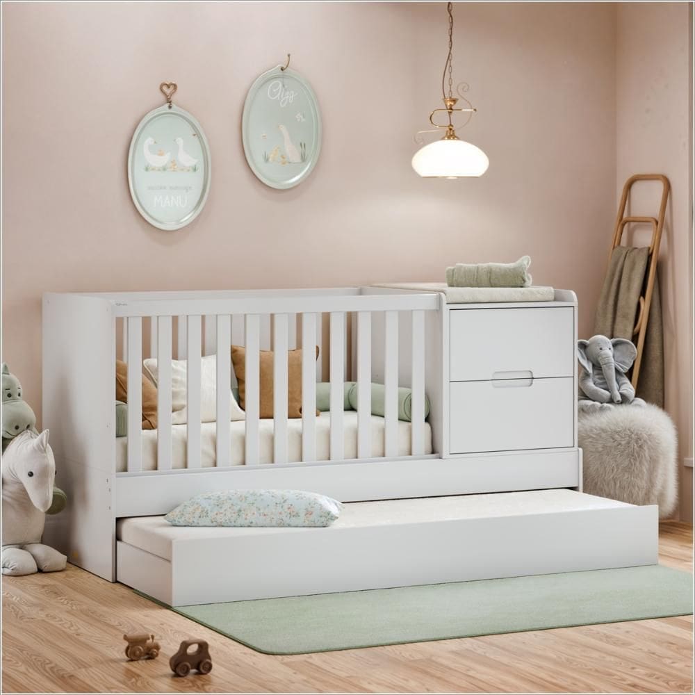 Berço Laqueado 100% MDF Formare C/ Gavetas e Nicho Branco Soft 61081 Matic Moveis