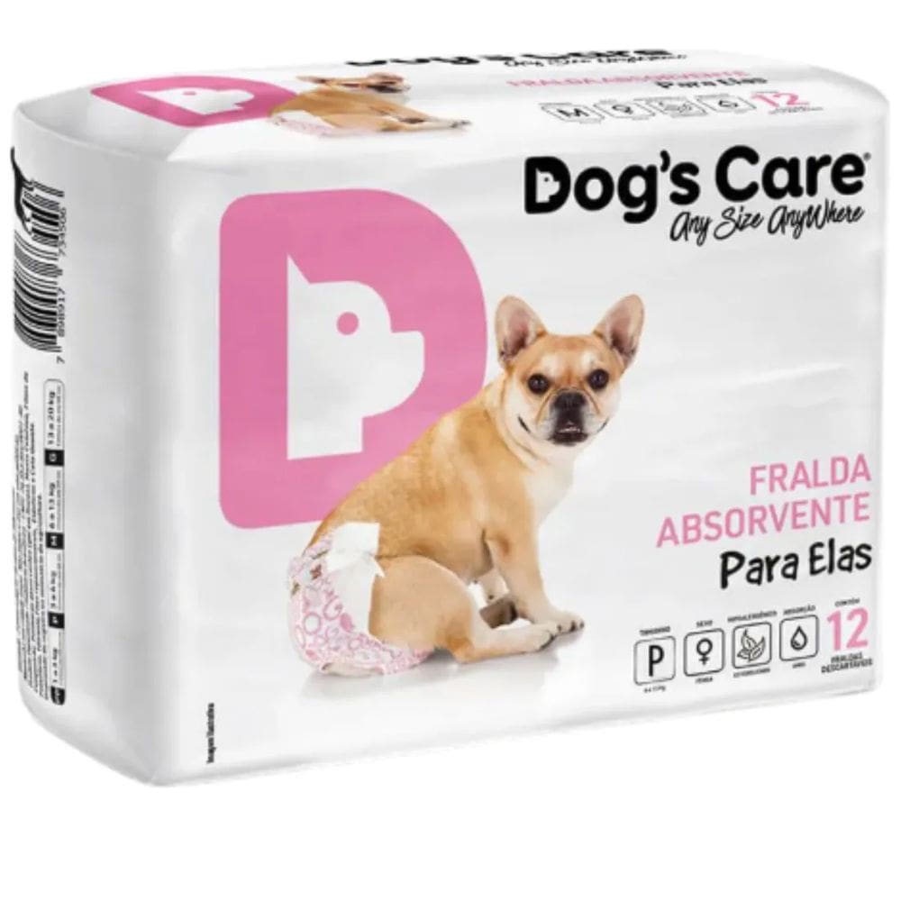 Fralda Descartável para Cães Fêmeas Tamanho P com 12 unidades Dog`s Care