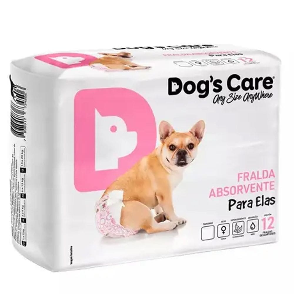 Fralda Descartável para Cães Fêmeas Tamanho M com 12 unidades Dog`s Care